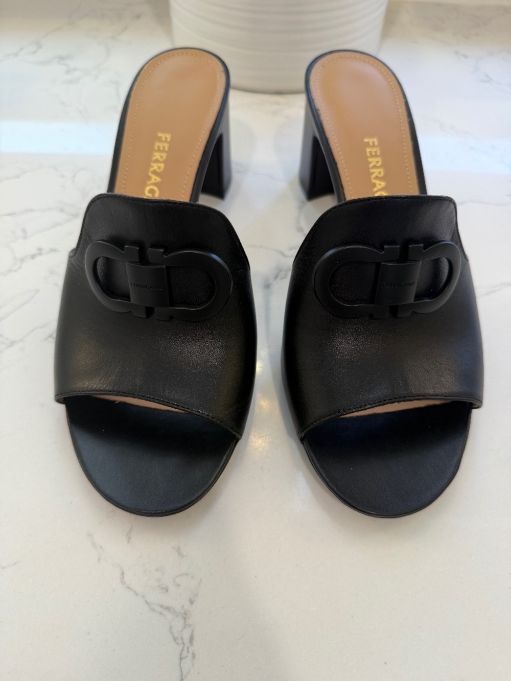 Ferragamo mid heel mule
